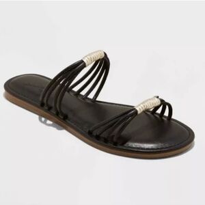 *Women's Sandals, Aura Two Band Slide, Black, Size 9.5